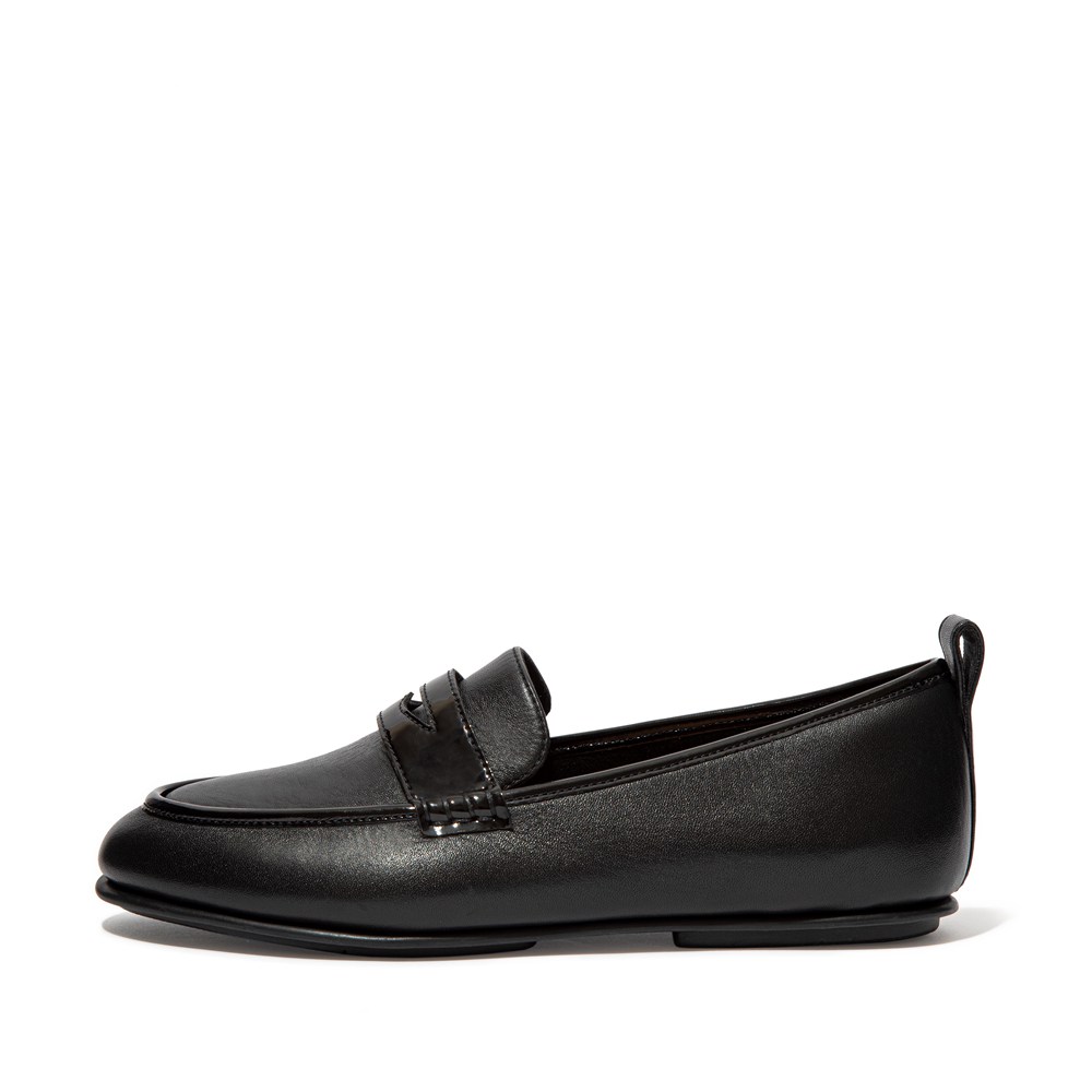 Fitflop Womens Loafers Black - Lena Leather Penny - 52REFXPKV